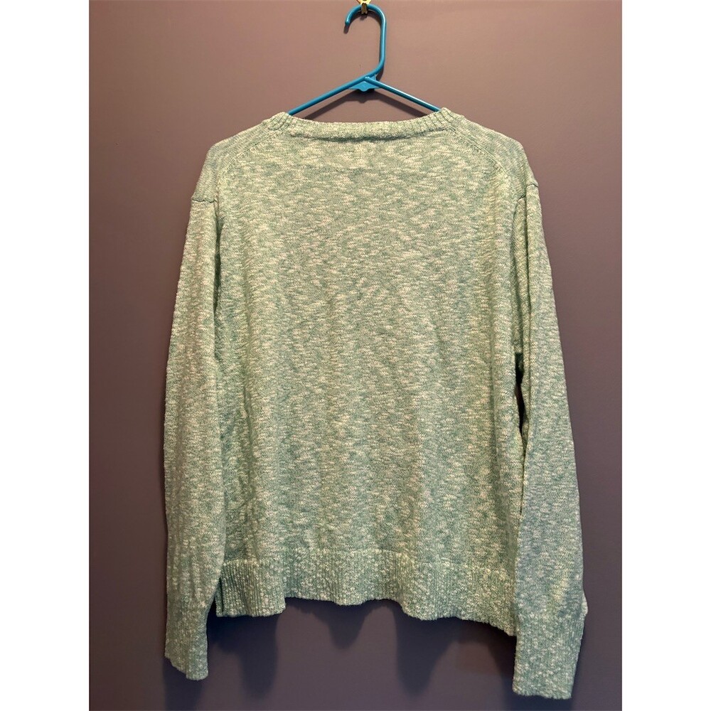 J.Crew Sweater Womens XL Green & White Marled Fisherman Knit Crew Neck - Picture 4 of 8